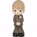 Precious Moments 5 in. Figurine Groom Wedding Cake Topper with Blond Hair Light Skin Tone, Bisque 171837